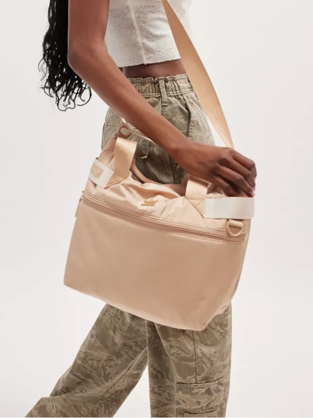 ADIDAS Originals Beige Logo Puffer Shopper TOTE Crossbody Shoulder Sport Bag Gym